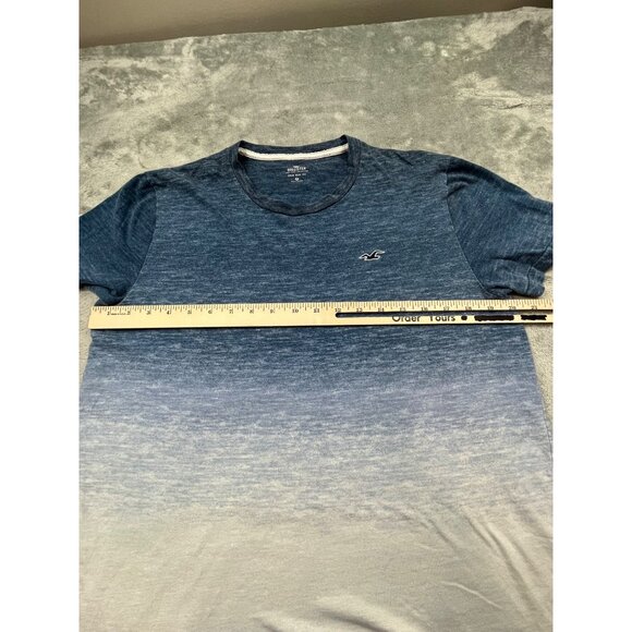 Hollister Mens Medium Colorblock Gradient Blue & White Crew Neck Tee - Picture 4 of 7